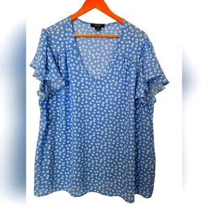 Love Ryan Blue Floral Women's Top Size 3x EUC
